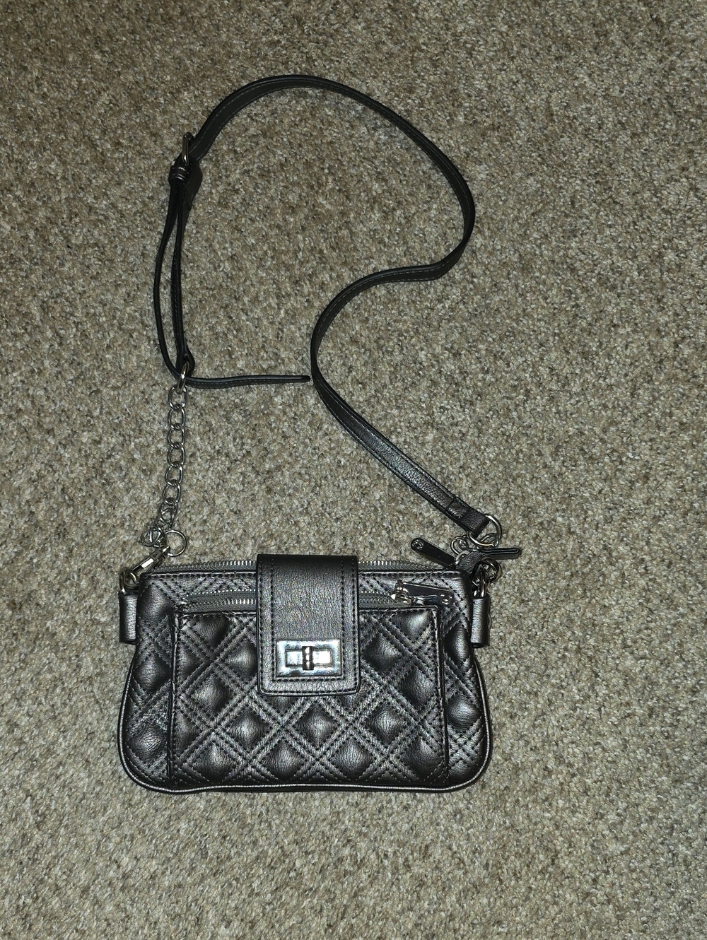 Charming Charlie Quilted Black Crossbody with Turn-Lock